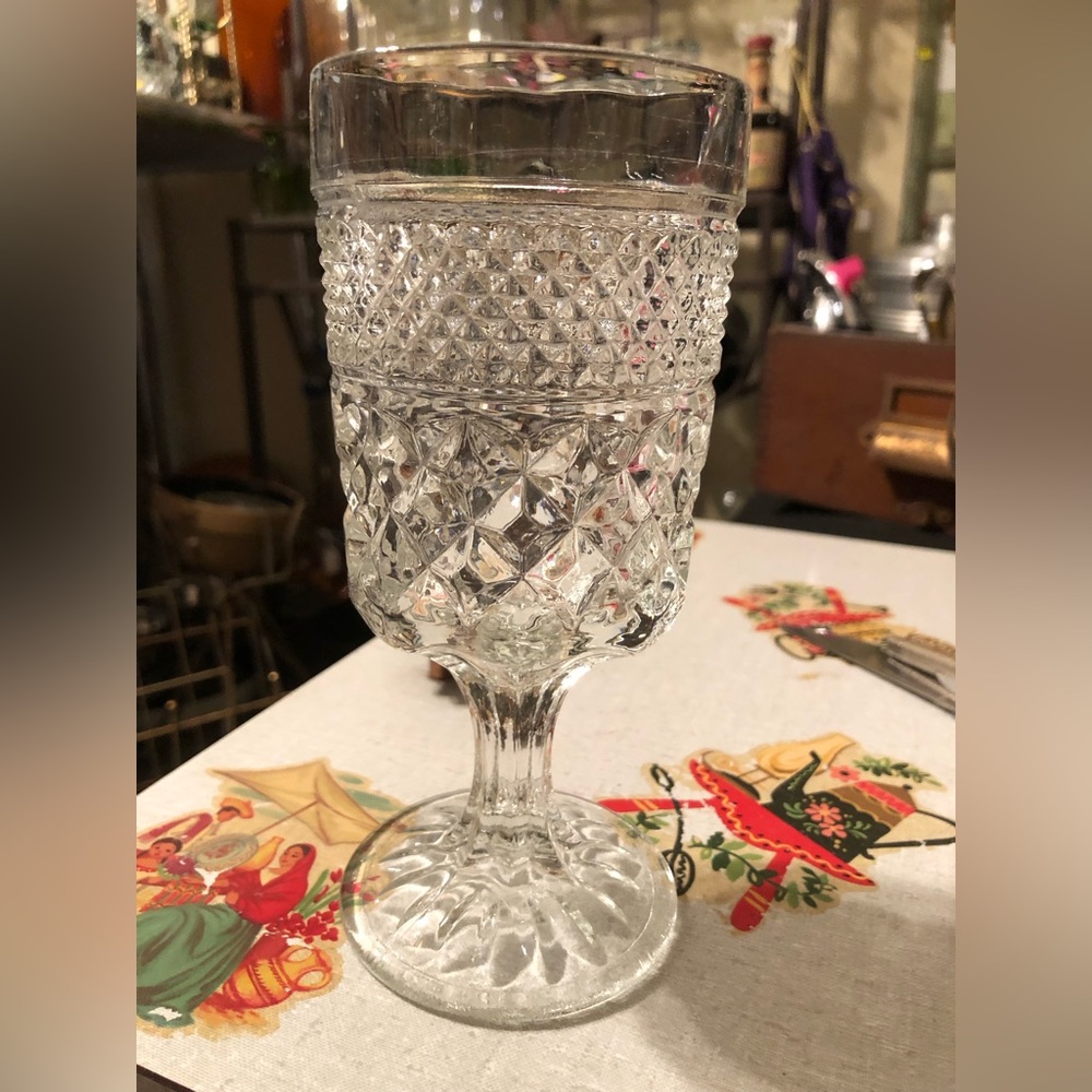 6884 Vintage Anchor Hocking Wexford Water Goblet Clear Round Footed Water Glass